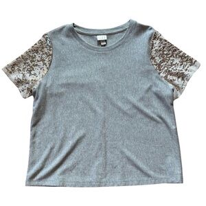 A New Day Women’s Sequin Sleeve Gray Top